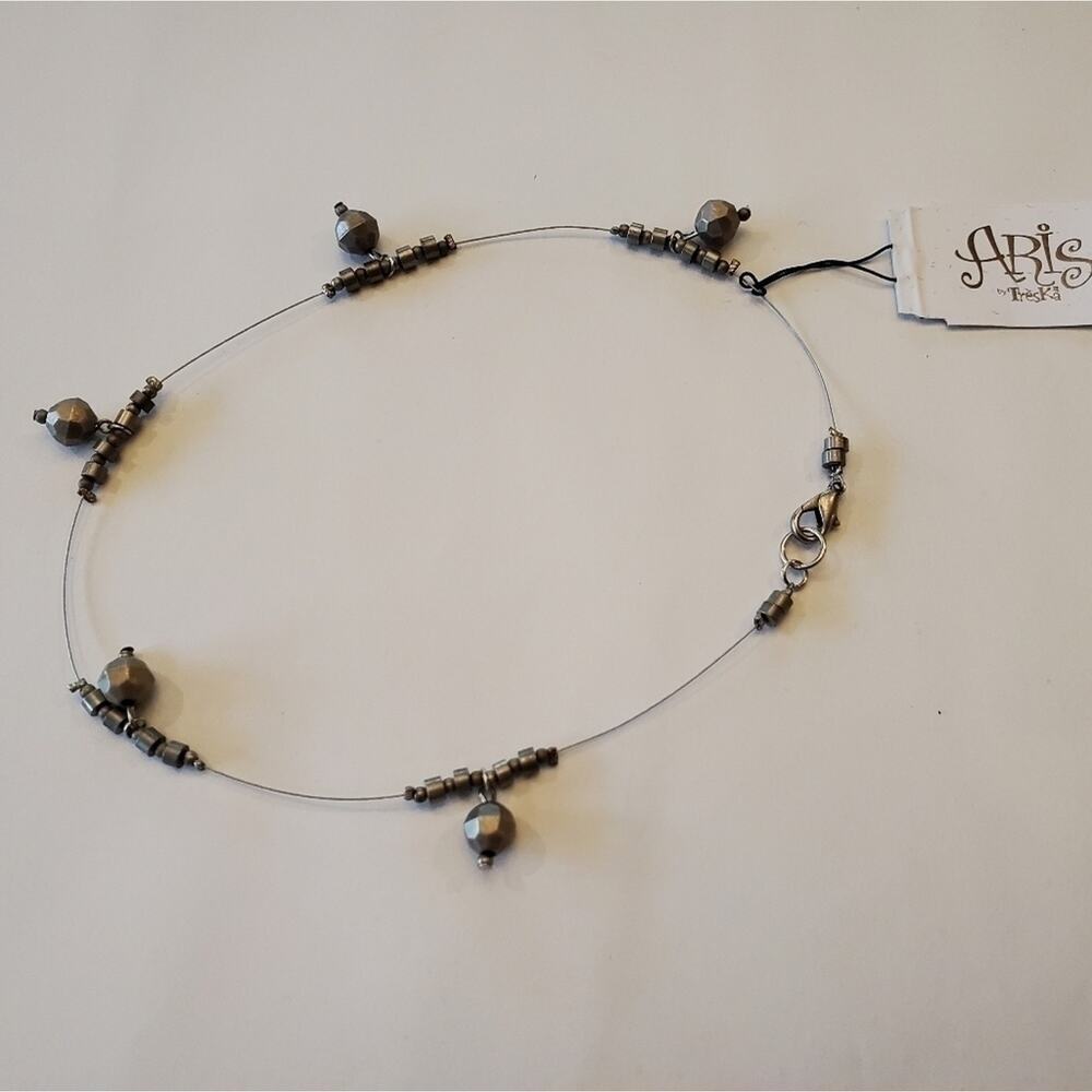 Treska Goth grunge illusion metallic bead choker necklace